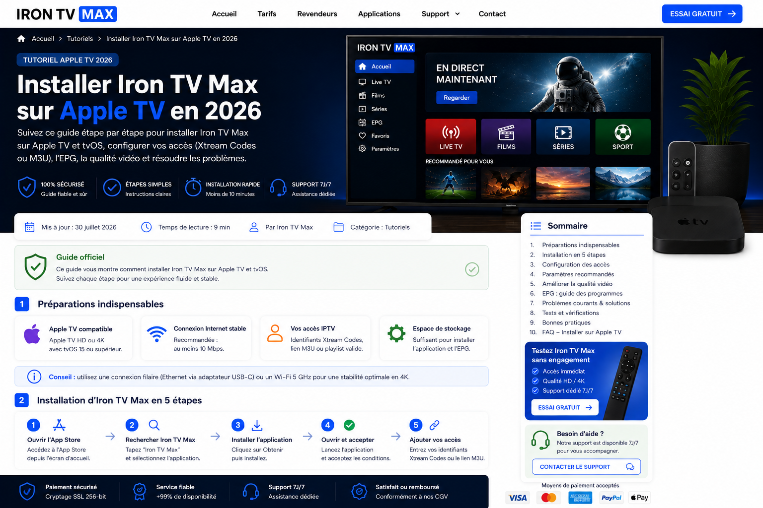 Installation Iron TV Max sur Apple TV et tvOS
