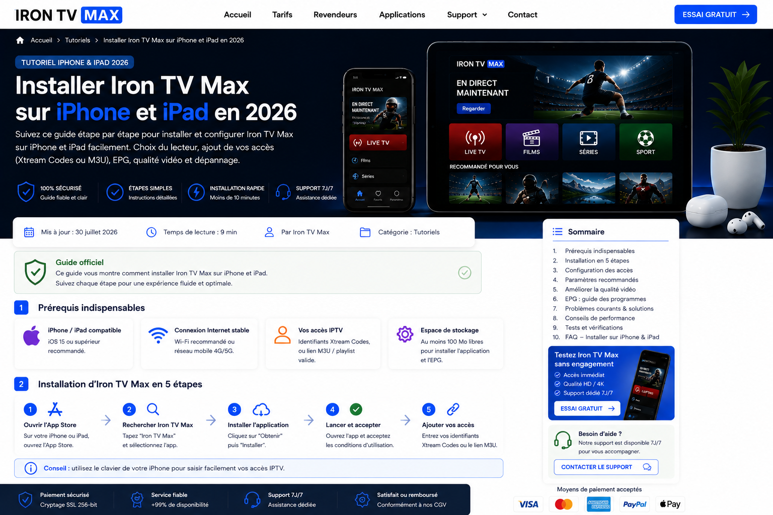 Installation Iron TV Max sur iPhone et iPad : App Store, réseau et configuration