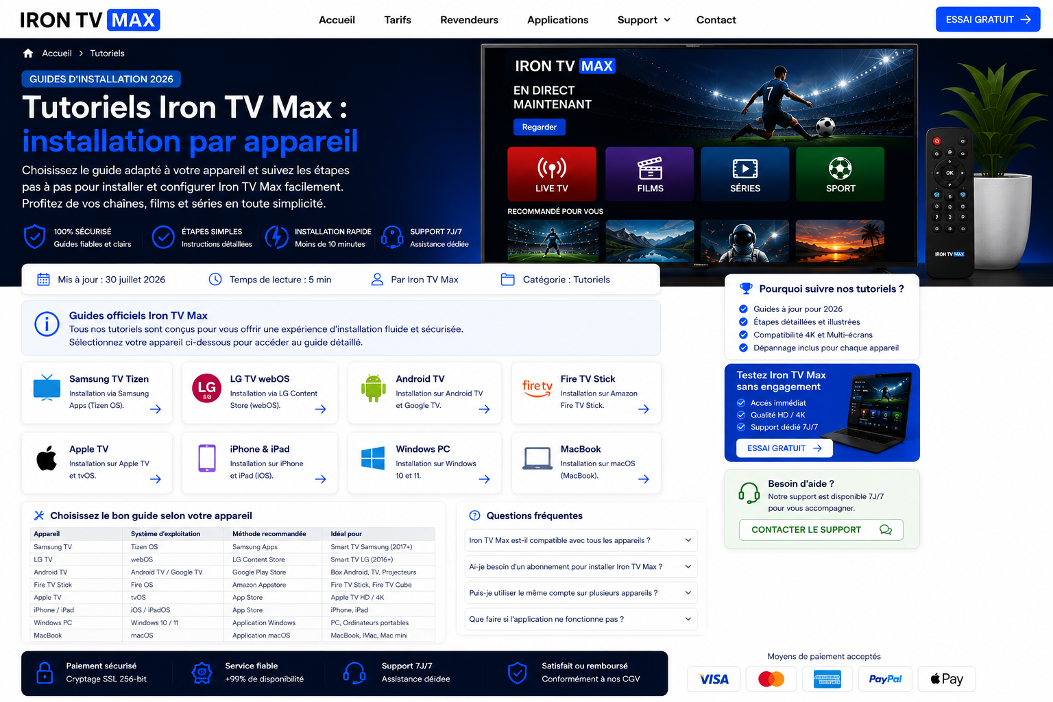 Tutoriels Iron TV Max pour TV, box, mobile et ordinateur
